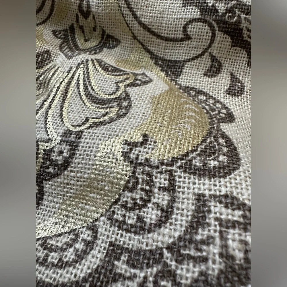Pier 1 Imports Table Runner Center Piece Brown Gold Metallic Paisley 13.5”x70”